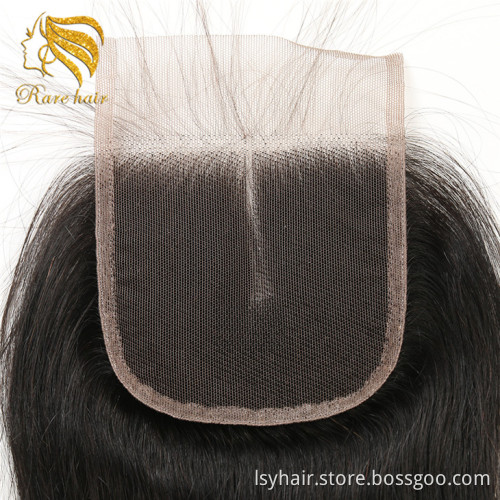 Wholesale  transparent bleach knot cuticle aligned 4X4 lace closure middle part virgin hair  lace closure with baby hair